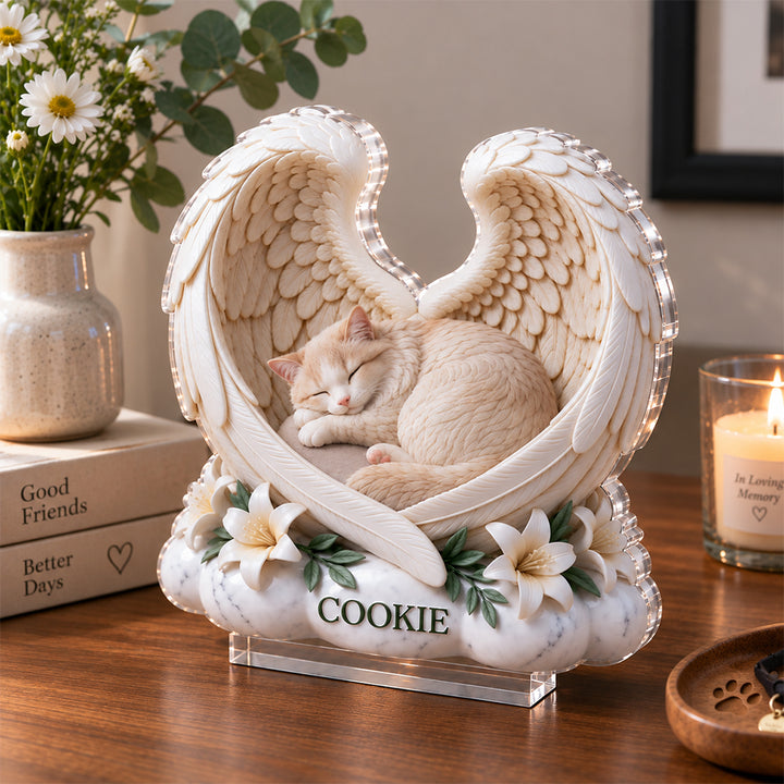Personalized Pet Memorial Acrylic Plaque Custom Dog Cat Angel Wings Gift for Mom Dad Pet Loss Keepsake
