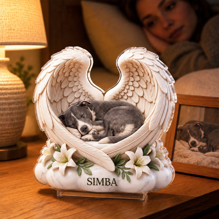 Personalized Pet Memorial Acrylic Plaque Custom Dog Cat Angel Wings Gift for Mom Dad Pet Loss Keepsake