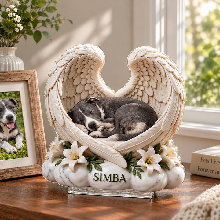 Personalized Pet Memorial Acrylic Plaque Custom Dog Cat Angel Wings Gift for Mom Dad Pet Loss Keepsake
