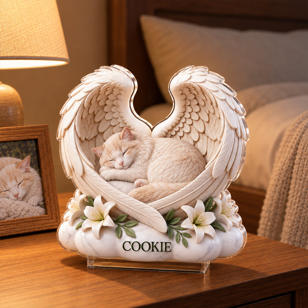 Personalized Pet Memorial Acrylic Plaque Custom Dog Cat Angel Wings Gift for Mom Dad Pet Loss Keepsake