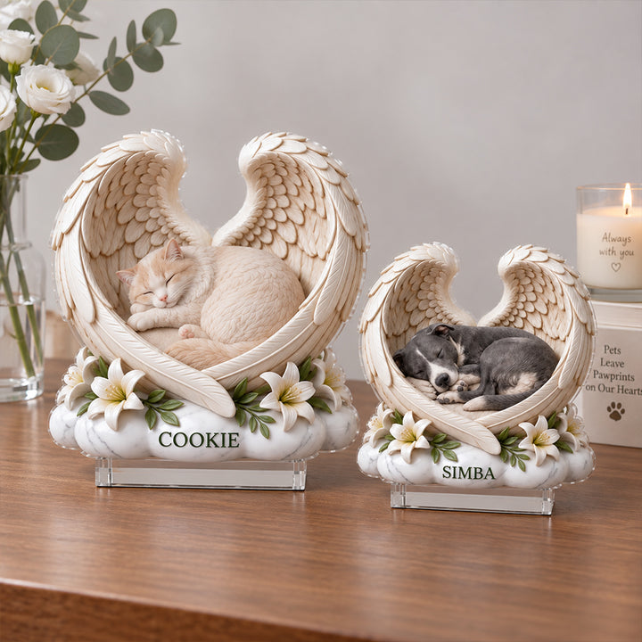 Personalized Pet Memorial Acrylic Plaque Custom Dog Cat Angel Wings Gift for Mom Dad Pet Loss Keepsake