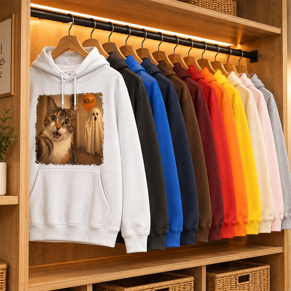 Personalized Pet Photo Halloween Apparel Custom Dog Cat Vintage Spooky Shirt and Sweatshirt for Pet Owners and Lovers
