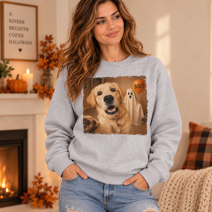 Personalized Pet Photo Halloween Apparel Custom Dog Cat Vintage Spooky Shirt and Sweatshirt for Pet Owners and Lovers
