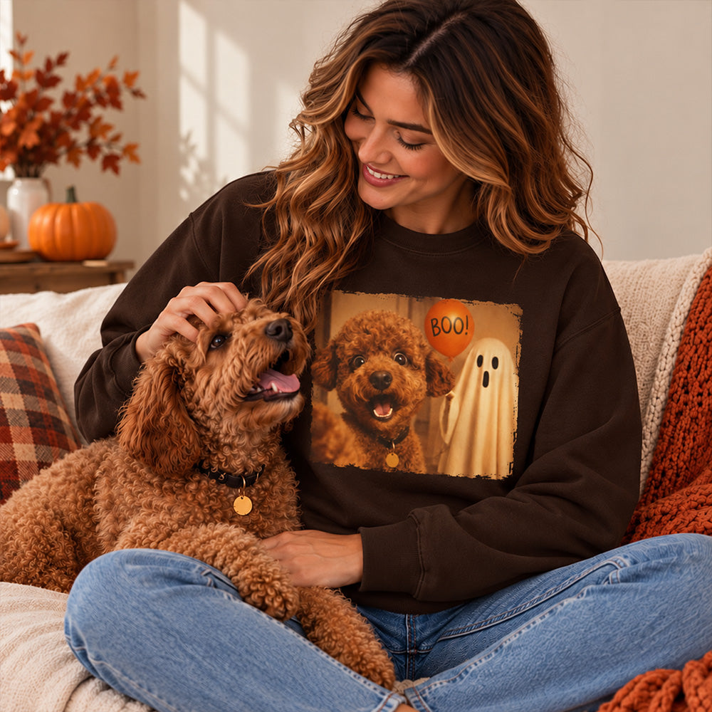 Personalized Pet Photo Halloween Apparel Custom Dog Cat Vintage Spooky Shirt and Sweatshirt for Pet Owners and Lovers