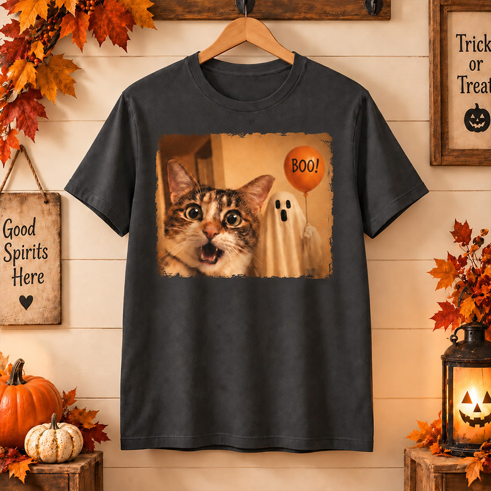 Personalized Pet Photo Halloween Apparel Custom Dog Cat Vintage Spooky Shirt and Sweatshirt for Pet Owners and Lovers