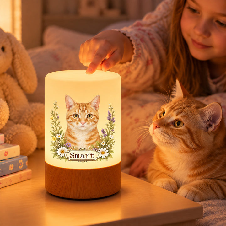Personalized Pet Photo Night Light Remote Control Dimmable LED Lamp Custom Name Watercolor Portrait Christmas Gift for Pet Owners