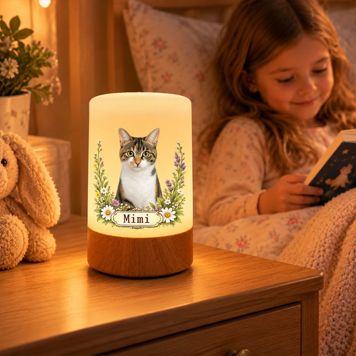 Personalized Pet Photo Night Light Remote Control Dimmable LED Lamp Custom Name Watercolor Portrait Christmas Gift for Pet Owners