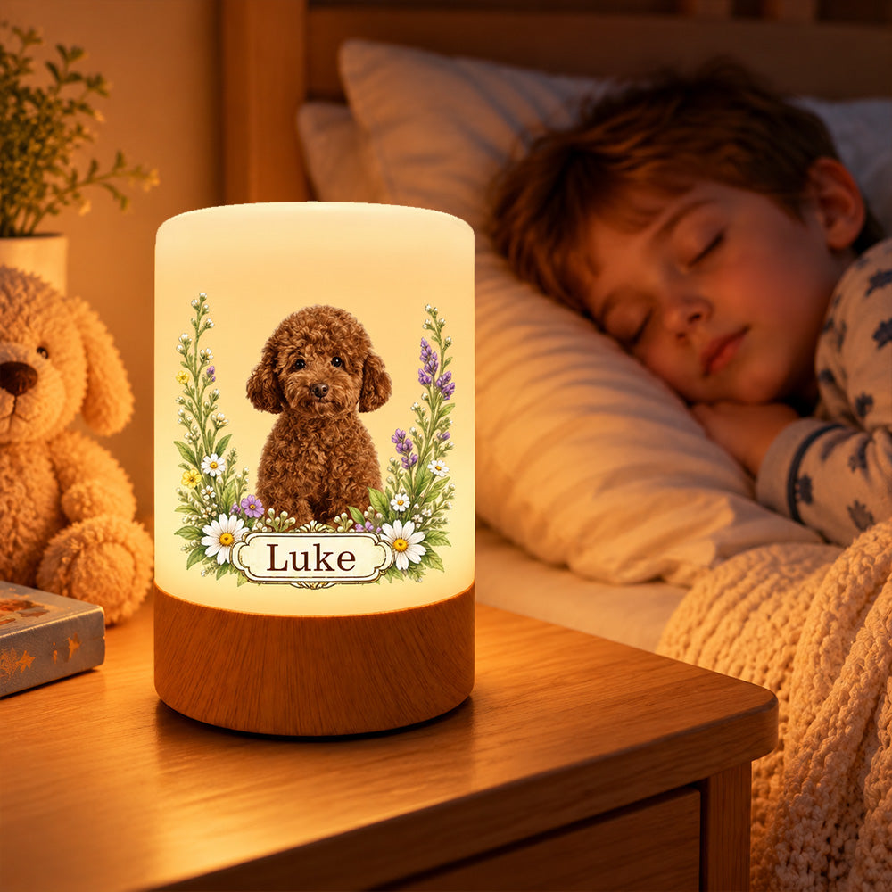 Personalized Pet Photo Night Light Remote Control Dimmable LED Lamp Custom Name Watercolor Portrait Christmas Gift for Pet Owners