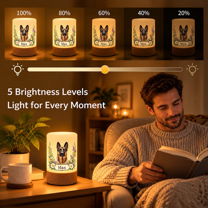 Personalized Pet Photo Night Light Remote Control Dimmable LED Lamp Custom Name Watercolor Portrait Christmas Gift for Pet Owners