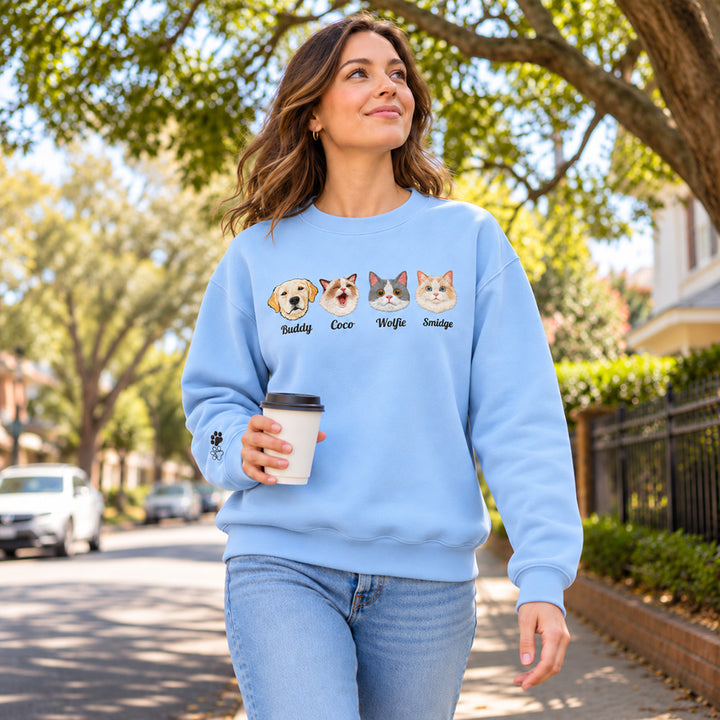 Personalized Pet Portrait Embroidered Sweatshirt with Custom Cute Graphic and Name Unique Gift for Pet Lovers Owners