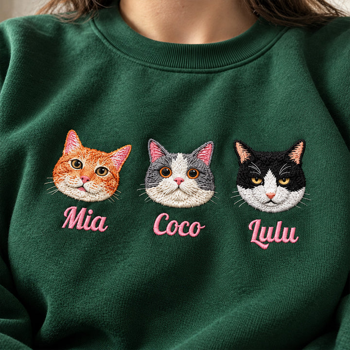 Personalized Pet Portrait Embroidered Sweatshirt with Custom Cute Graphic and Name Unique Gift for Pet Lovers Owners