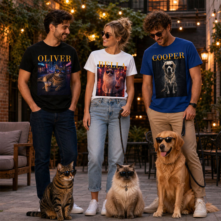 Personalized Pet Portrait Shirt Funny Vintage Graphic Tee Custom Gift for Pet Lovers