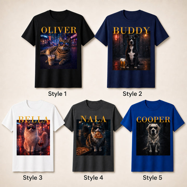 Personalized Pet Portrait Shirt Funny Vintage Graphic Tee Custom Gift for Pet Lovers