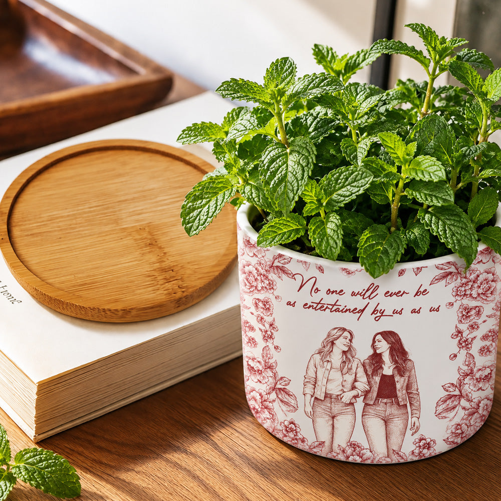 Personalized Photo Pencil Sketch Planter Custom Ceramic Flower Pot with Custom Drawing Thoughtful Gift for Best Friend Coworker or Sister