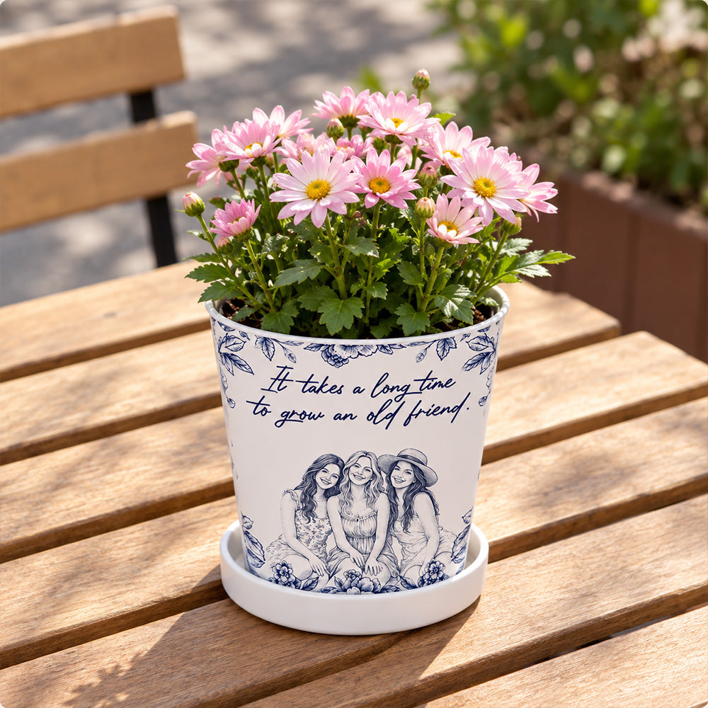 Personalized Photo Pencil Sketch Planter Custom Ceramic Flower Pot with Custom Drawing Thoughtful Gift for Best Friend Coworker or Sister