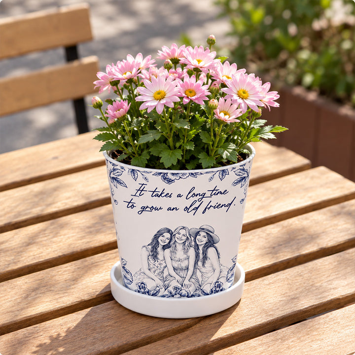 Personalized Photo Pencil Sketch Planter Custom Ceramic Flower Pot with Custom Drawing Thoughtful Gift for Best Friend Coworker or Sister