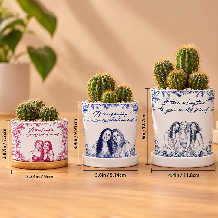 Personalized Photo Pencil Sketch Planter Custom Ceramic Flower Pot with Custom Drawing Thoughtful Gift for Best Friend Coworker or Sister