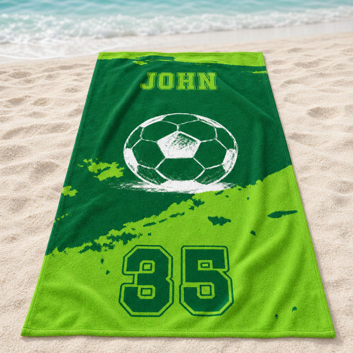 Personalized Soccer Team Beach Towel Custom Name Player Number Groovy Kids Pool Towel Summer Vacation Gift