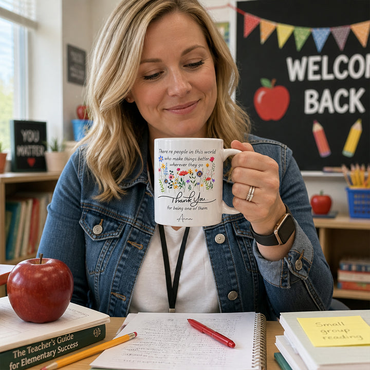 Personalized Thank You Mug Custom Name Coffee Cup Birthday Gift for Coworker Teacher Mentor Appreciation