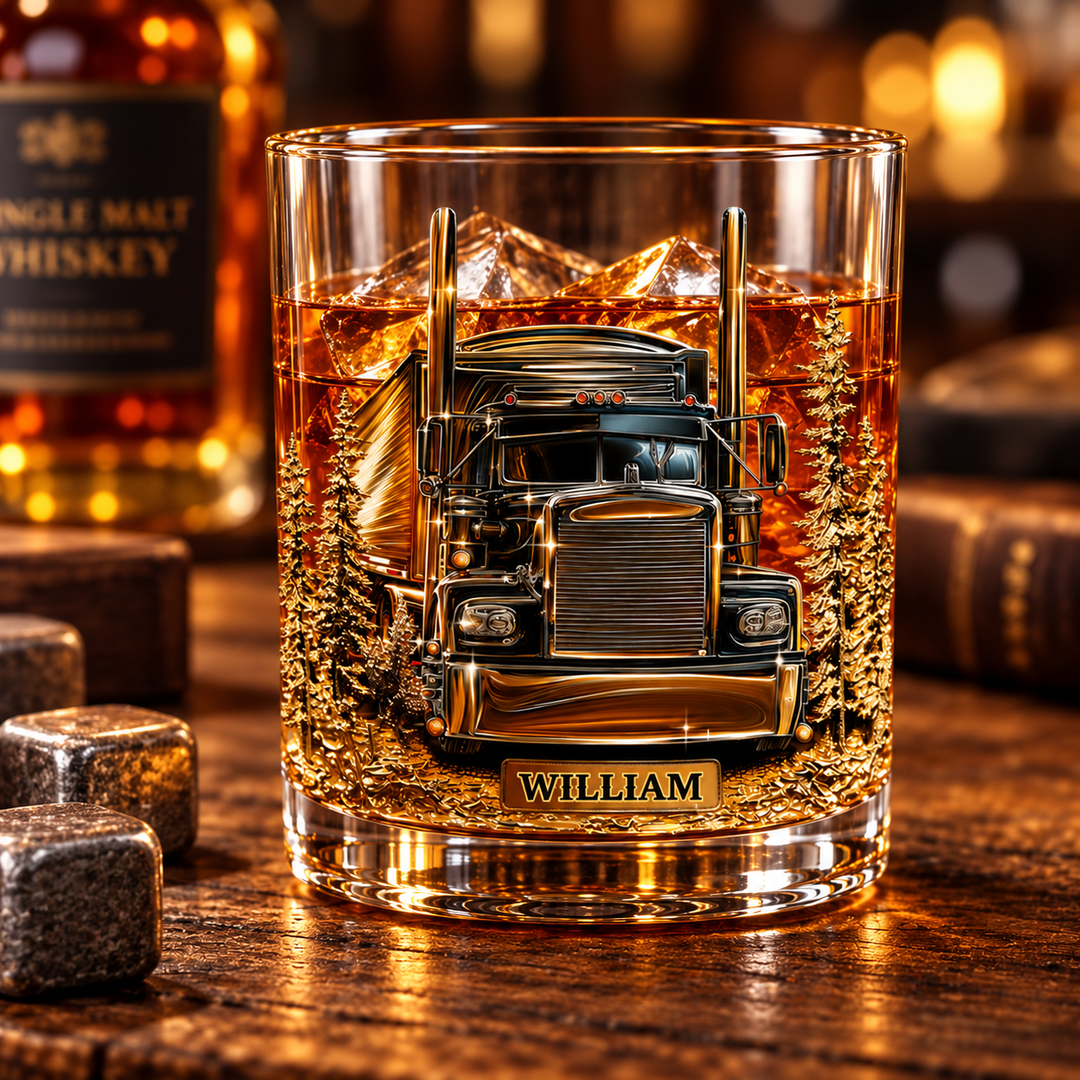 Personalized Trucker Whiskey Wine Glass Best Truck Driver