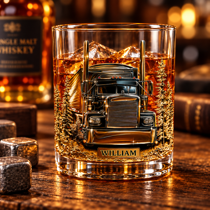 Personalized Trucker Whiskey Wine Glass Best Truck Driver