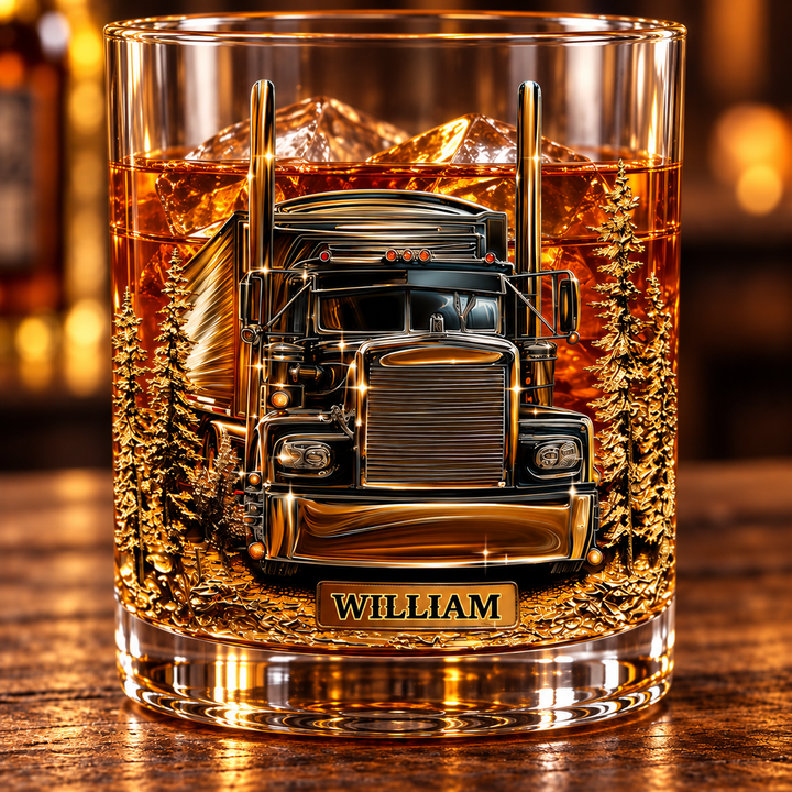 Personalized Trucker Whiskey Wine Glass Best Truck Driver