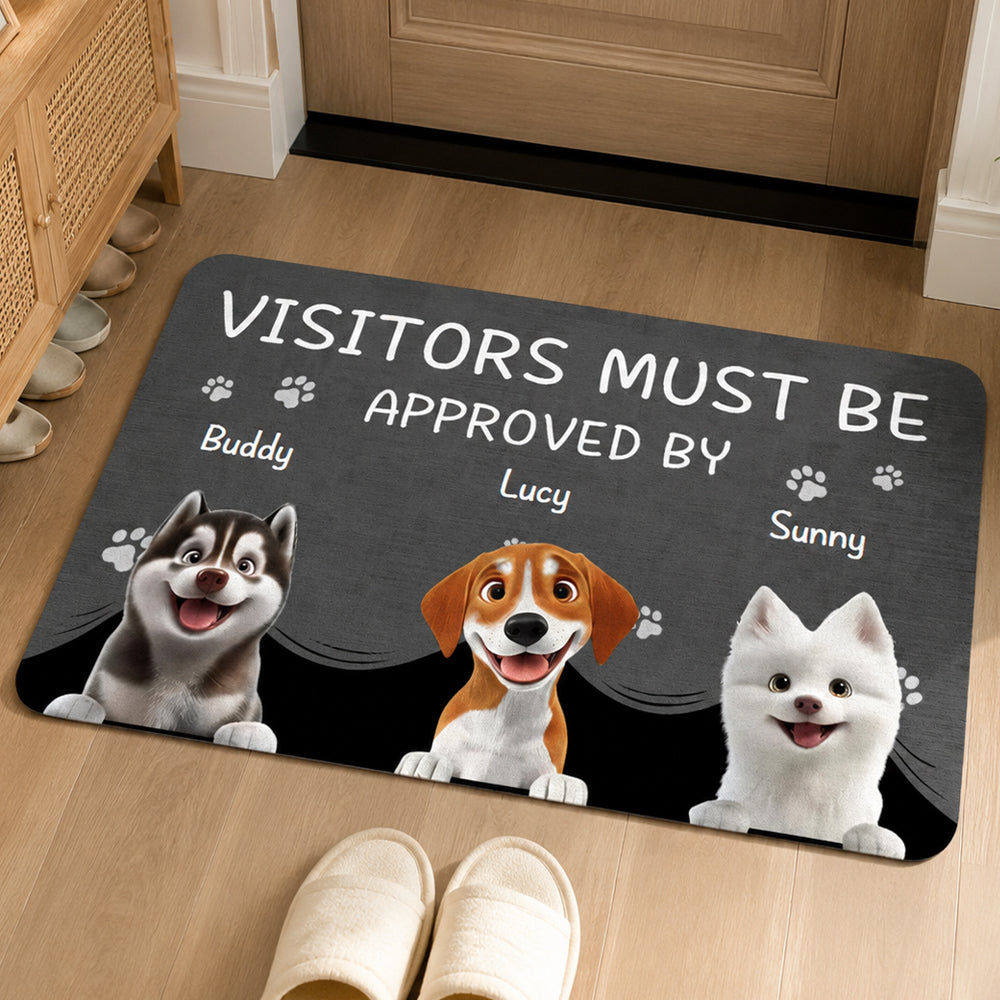 Personalized Visitors Must Be Approved By Pet Non-Slip Doormat Custom Name Home Decor Birthday Gift for Dog Cat Owners Lovers