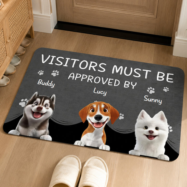 Personalized Visitors Must Be Approved By Pet Non-Slip Doormat Custom Name Home Decor Birthday Gift for Dog Cat Owners Lovers