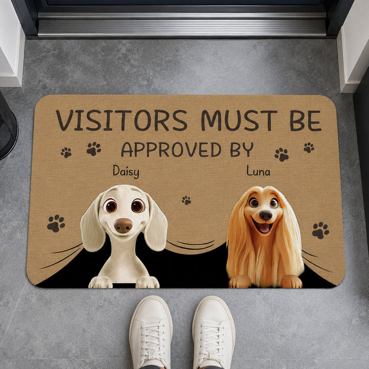 Personalized Visitors Must Be Approved By Pet Non-Slip Doormat Custom Name Home Decor Birthday Gift for Dog Cat Owners Lovers