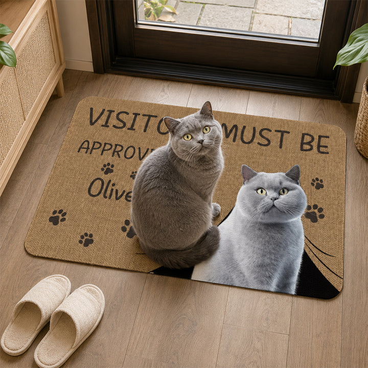 Personalized Visitors Must Be Approved By Pet Non-Slip Doormat Custom Name Home Decor Birthday Gift for Dog Cat Owners Lovers