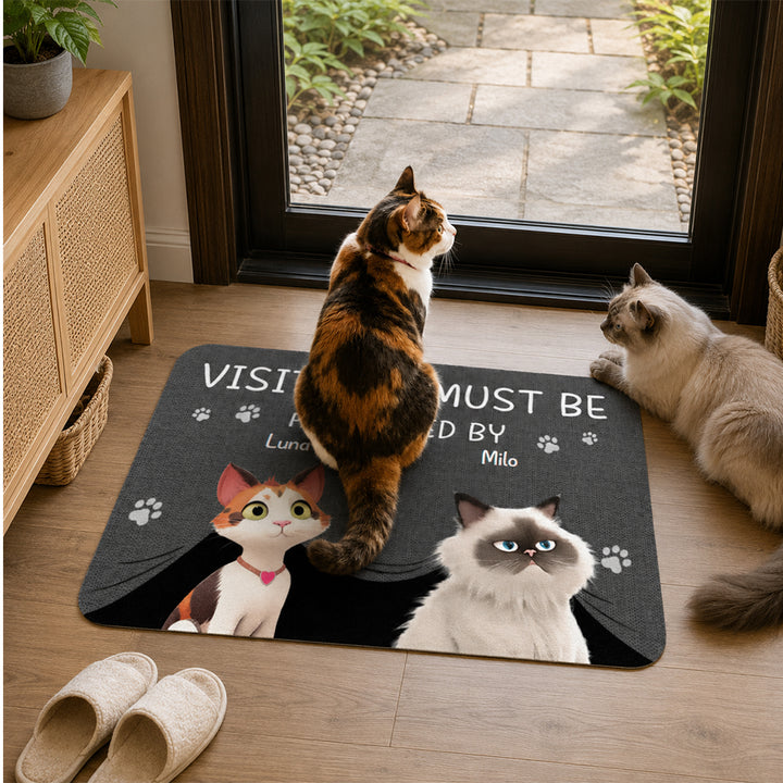 Personalized Visitors Must Be Approved By Pet Non-Slip Doormat Custom Name Home Decor Birthday Gift for Dog Cat Owners Lovers