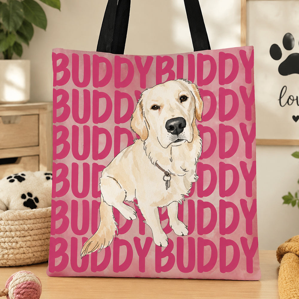 Personalized Watercolor Pet Portrait Tote Bag Unique Thoughtful Gifts for Dog Mom Cat Lover Pet Owners