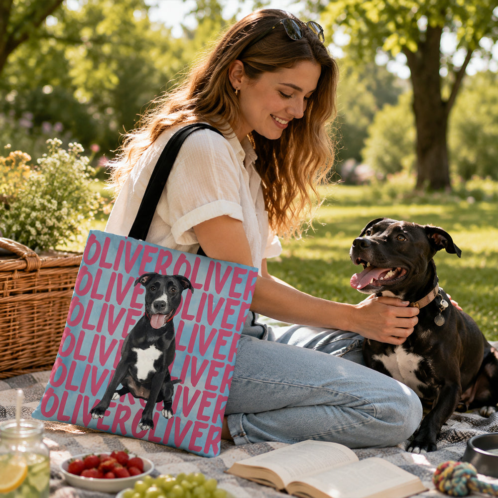 Personalized Watercolor Pet Portrait Tote Bag Unique Thoughtful Gifts for Dog Mom Cat Lover Pet Owners