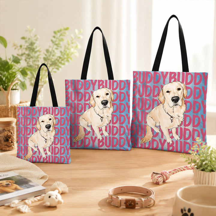 Personalized Watercolor Pet Portrait Tote Bag Unique Thoughtful Gifts for Dog Mom Cat Lover Pet Owners