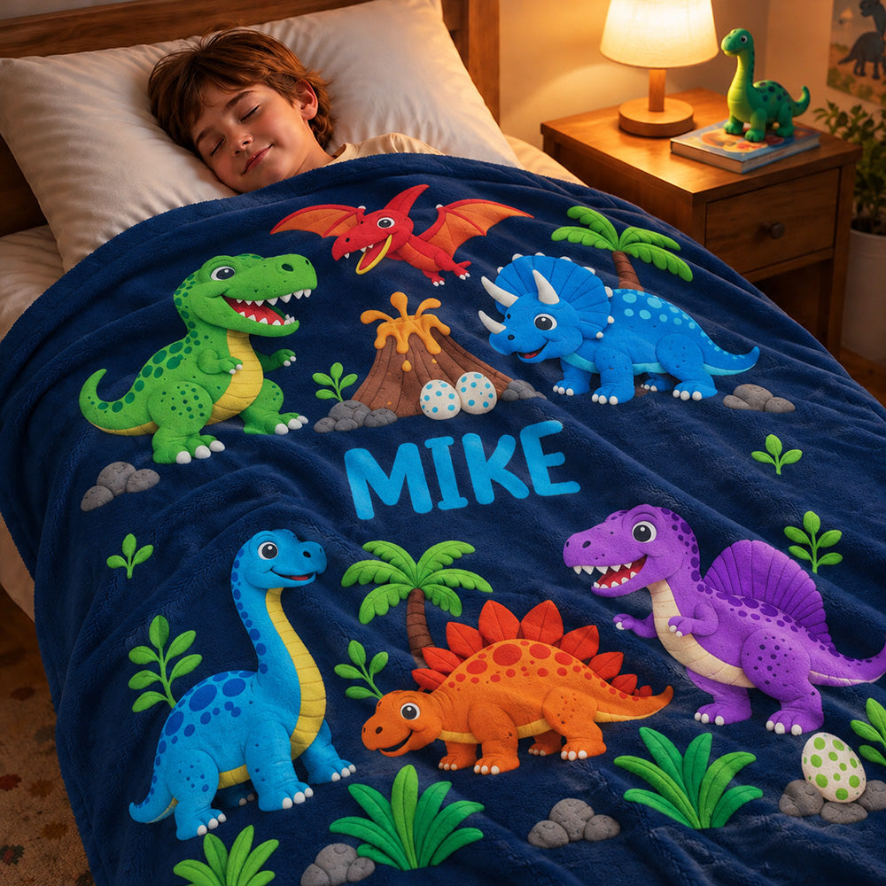 Personalized Whimsical Cartoon &amp; Animal Themes Blanket Custom Name Soft Throw Blanket for Kids