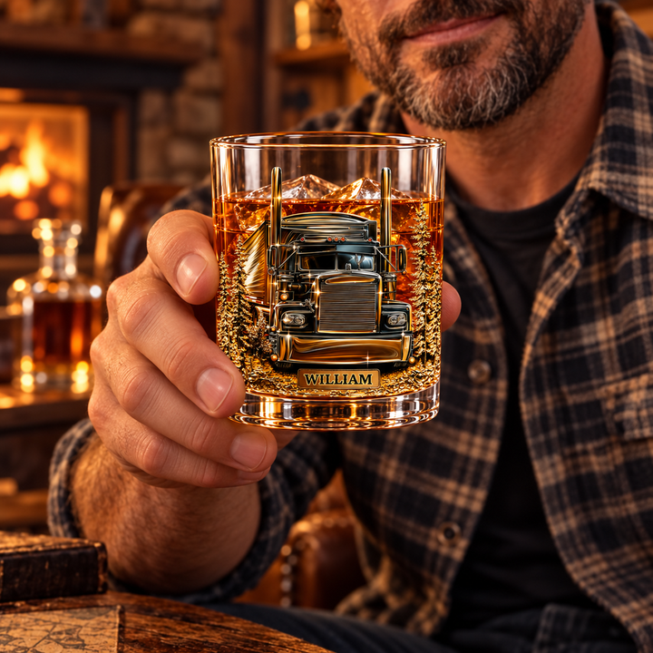 Personalized Trucker Whiskey Wine Glass Best Truck Driver