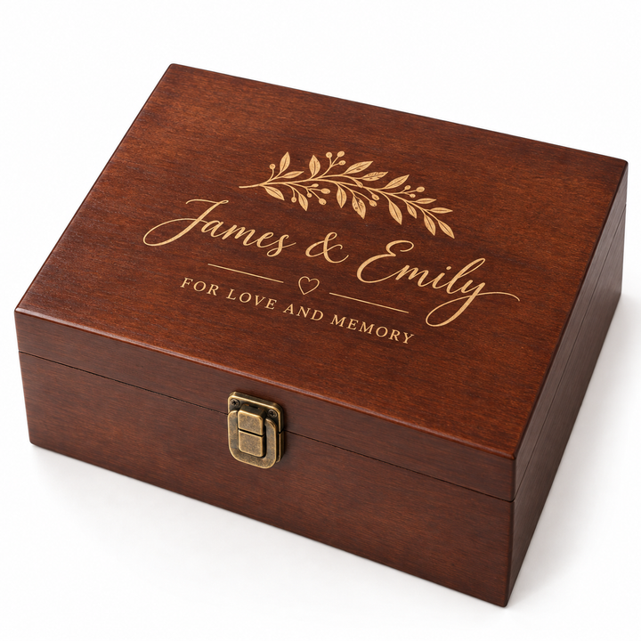 Personalized Wooden Storage Boxes Engraved Name Date Memory Box