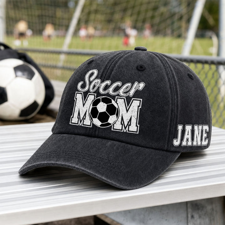 Personalized Soccer Mom Dad Baseball Cap Custom Name Vintage Style Hat Family Gift