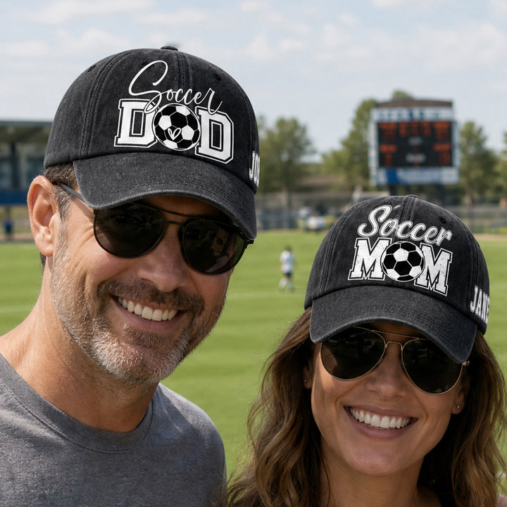 Personalized Soccer Mom Dad Baseball Cap Custom Name Vintage Style Hat Family Gift