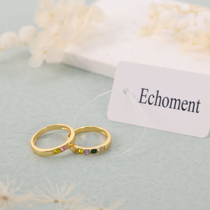 Echoment - Personalized 1-10 Birthstones Ring Minimalist Jewelry Mother&