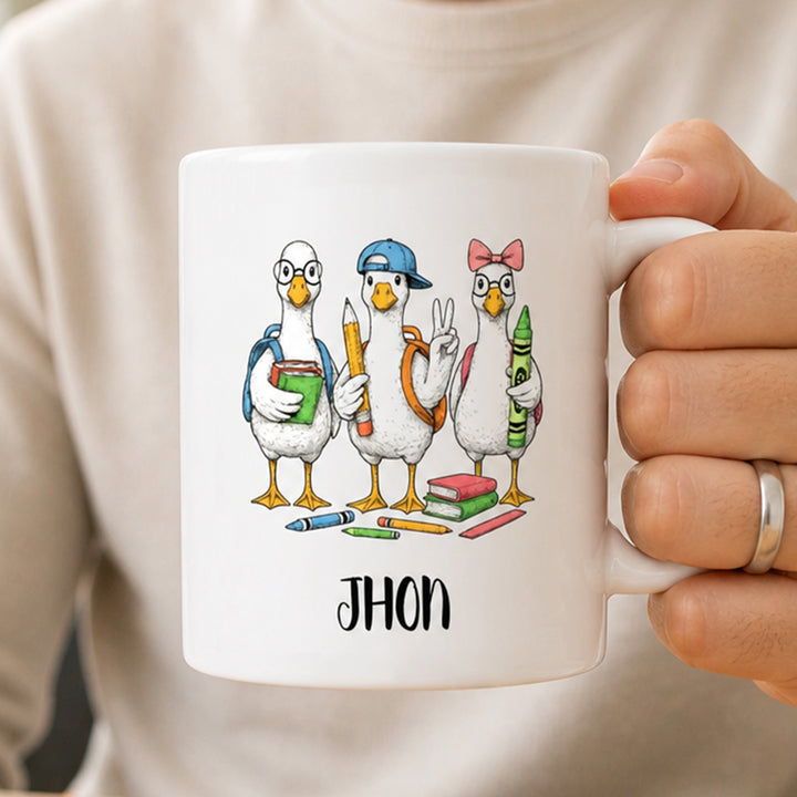 Personalized Back to School Goose Mug 11OZ Ceramic Coffee Cup Thoughtful Classroom Gift for Teachers and Students