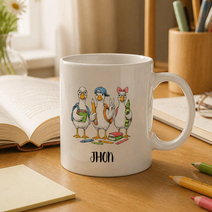 Personalized Back to School Goose Mug 11OZ Ceramic Coffee Cup Thoughtful Classroom Gift for Teachers and Students
