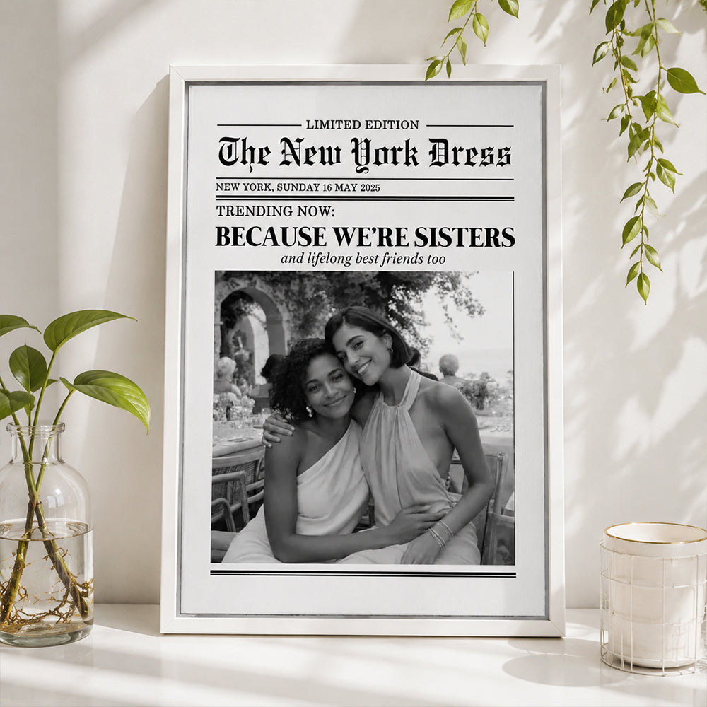 Personalized Best Friend Newspaper Canvas Print Custom Photo with Text Trendy Newspaper Artwork Wall Decor Gift for Friends Birthday Keepsake
