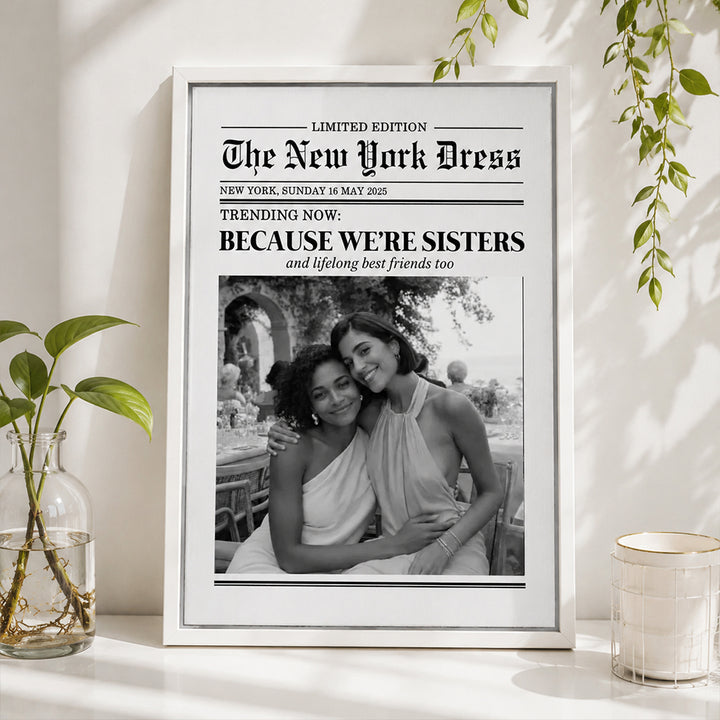 Personalized Best Friend Newspaper Canvas Print Custom Photo with Text Trendy Newspaper Artwork Wall Decor Gift for Friends Birthday Keepsake
