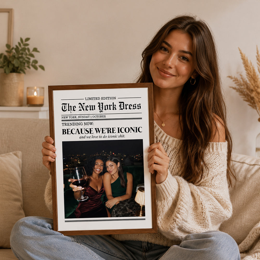 Personalized Best Friend Newspaper Canvas Print Custom Photo with Text Trendy Newspaper Artwork Wall Decor Gift for Friends Birthday Keepsake