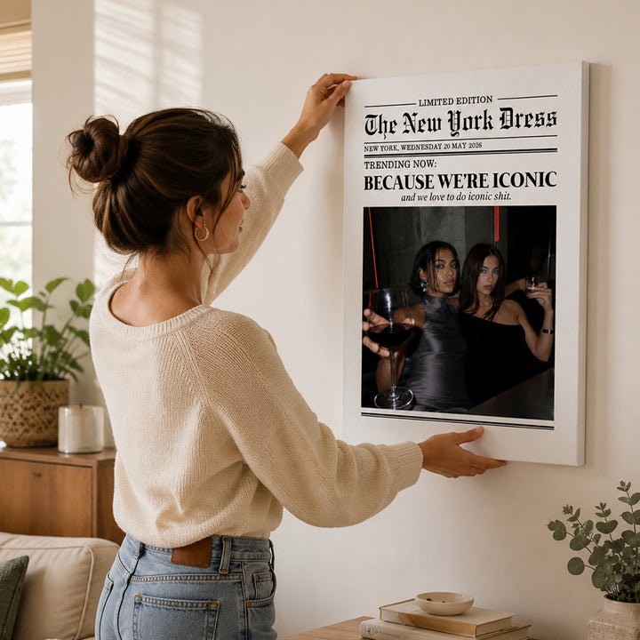 Personalized Best Friend Newspaper Canvas Print Custom Photo with Text Trendy Newspaper Artwork Wall Decor Gift for Friends Birthday Keepsake