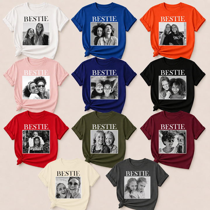 Personalized Bestie Photo Vintage Comfort T-Shirt Custom Gift for Best Friends and Female Friends