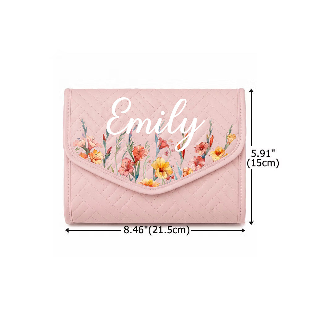 Personalized Birth Flower Crochet Hook Organizer with Name Knitting Storage Case Birthday Gift for Crochet Lovers