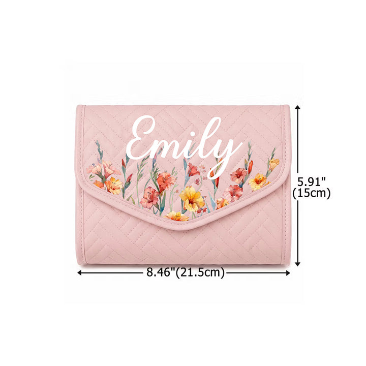 Personalized Birth Flower Crochet Hook Organizer with Name Knitting Storage Case Birthday Gift for Crochet Lovers