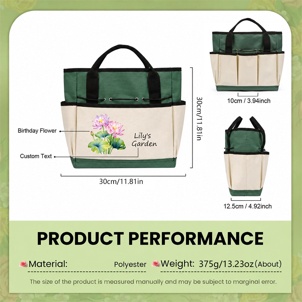 Personalized Birth Flower Gardening Bag Custom Garden Tote Gift for Gardener Mom Grandma Mother&
